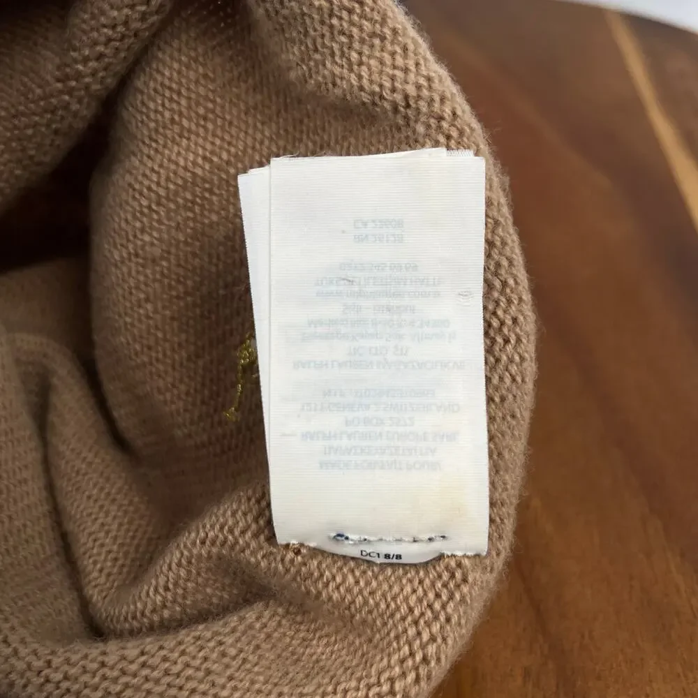 Polo Ralph Lauren Rolled Hem Wool Cashmere Beanie Hat Womens Knit Headwear